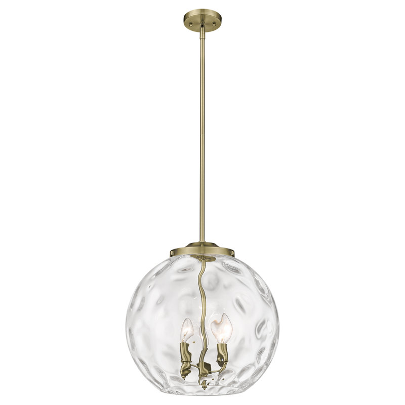 Luminaire suspendu sphère 3 lumières 3 lumières, Laiton antique, H 17,13 po x l 15,75 po x P 15,75 po