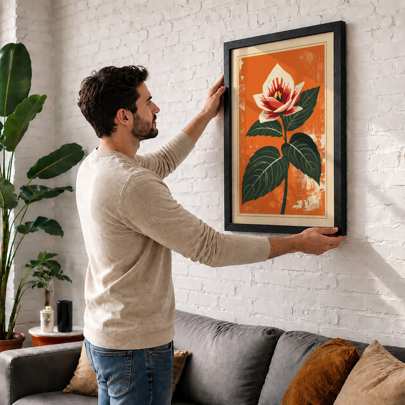 Flower in Bloom Botanical - Framed Print, Oak, A4 - 29.7 x 21.0 cm