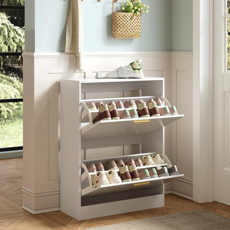 Armoire de rangement pour chaussures 24 paires, étagère à chaussures imperméable avec tablettes réglables, Blanc