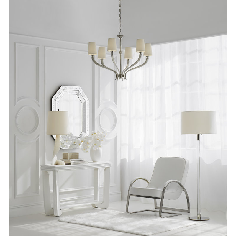 Chapman & Myers Ruhlmann Large Chandelier, Polished Nickel, Paper