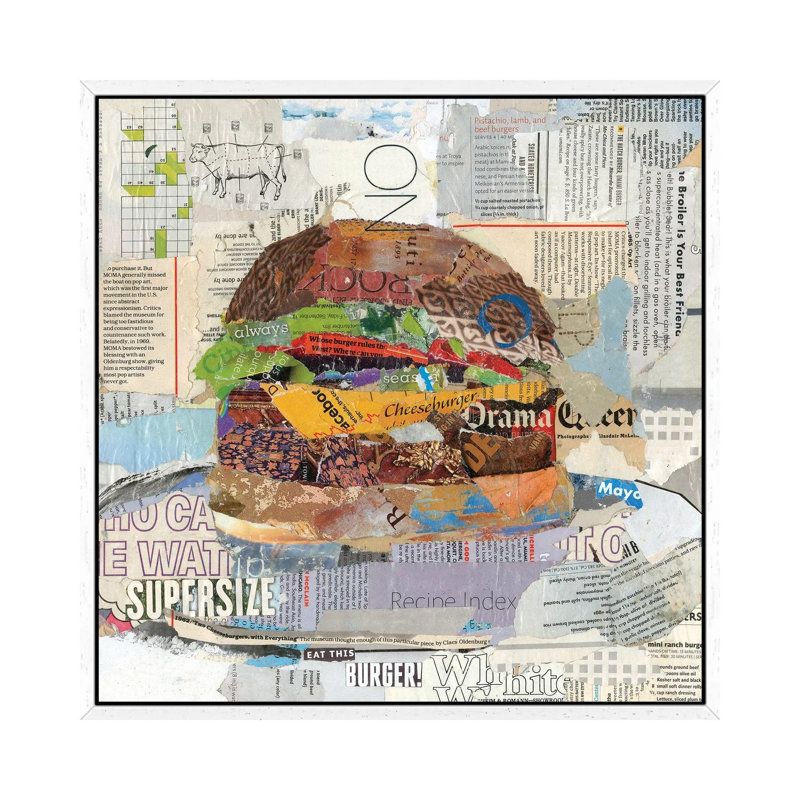 Eat This Burger 1 Piece Wall Art on Canvas, 66.04cm H x 66.04cm W x 3.81cm D, White Framed