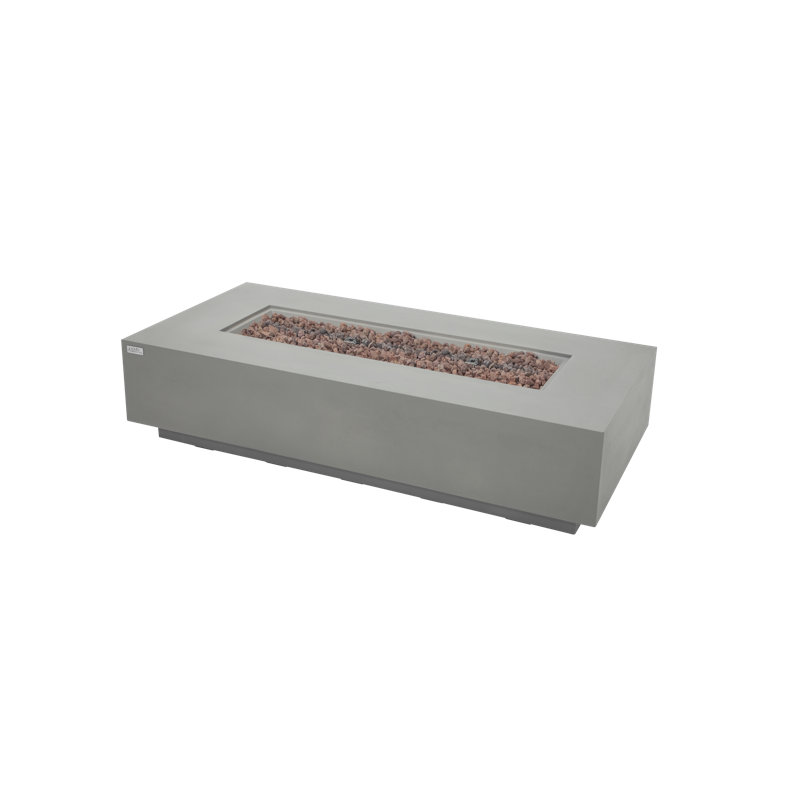 Savanah 72" Natural Gas Concrete Fire Pit Table with Wind Guard, Burner Lid, & Cover, Gris clair