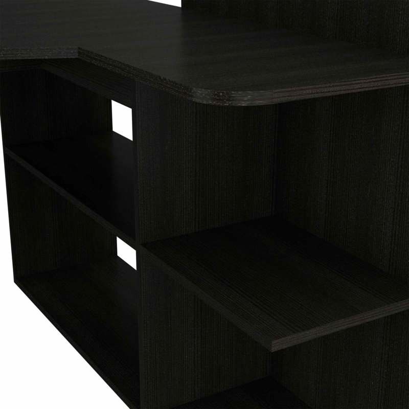 Jayleanna L-Shaped Computer Desk, Black Wengue