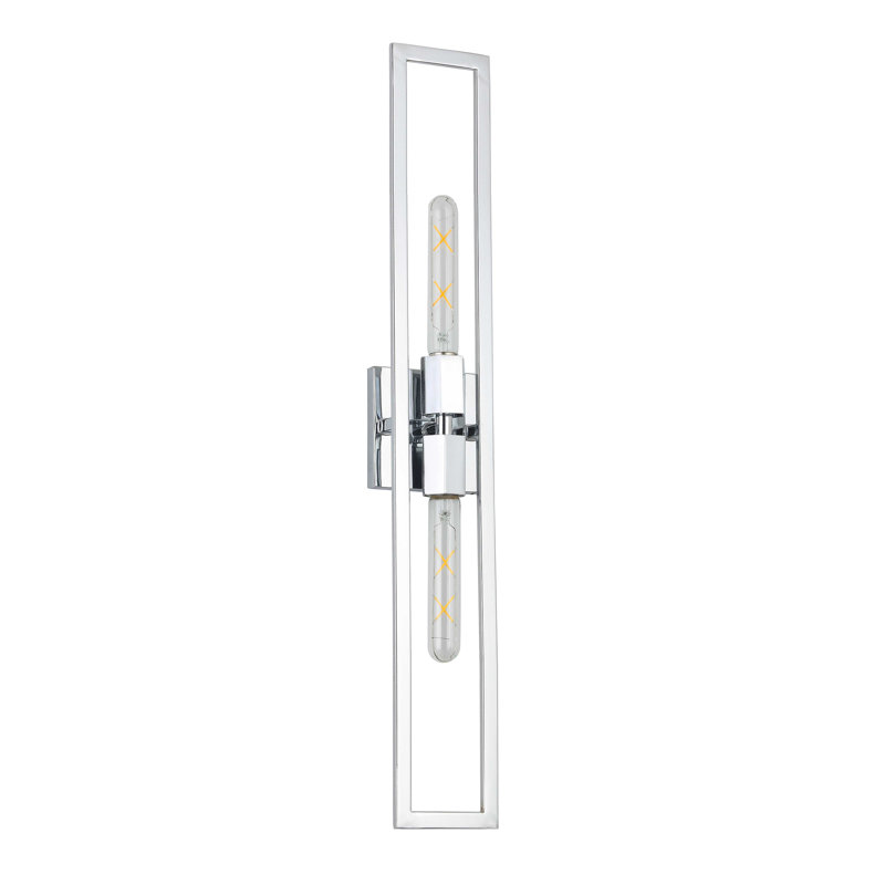 Payan 2-Light Dimmable Steel Wall Sconce, Polished Chrome, 29" H x 4.5" W x 2.5" D