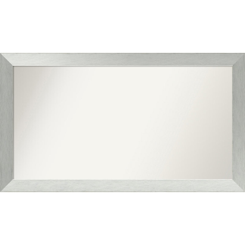Miroir de salle de bain mural en argent brossé sans cadre, Rectangle, 25 po x 44 po