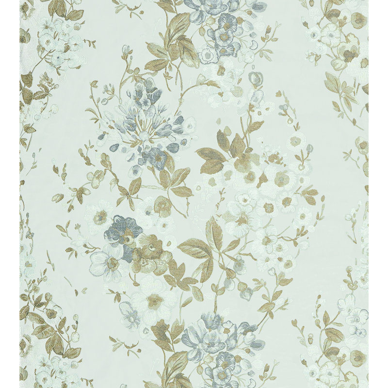 Calabria Antonella Lampas Fabric, Gray Garden