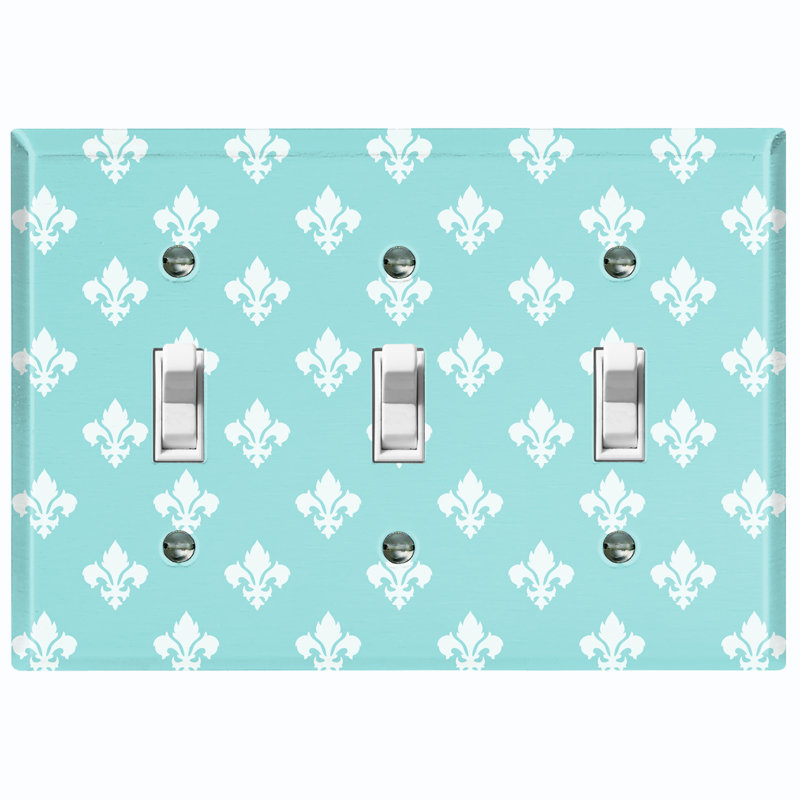 Patterned 3 - Gang Toggle Light Switch Standard Wall Plate, Blue