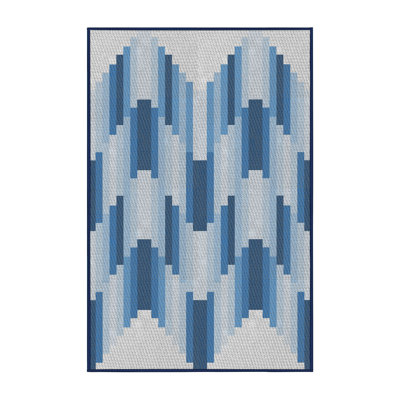 Tapis bleu/blanc cassé à motif