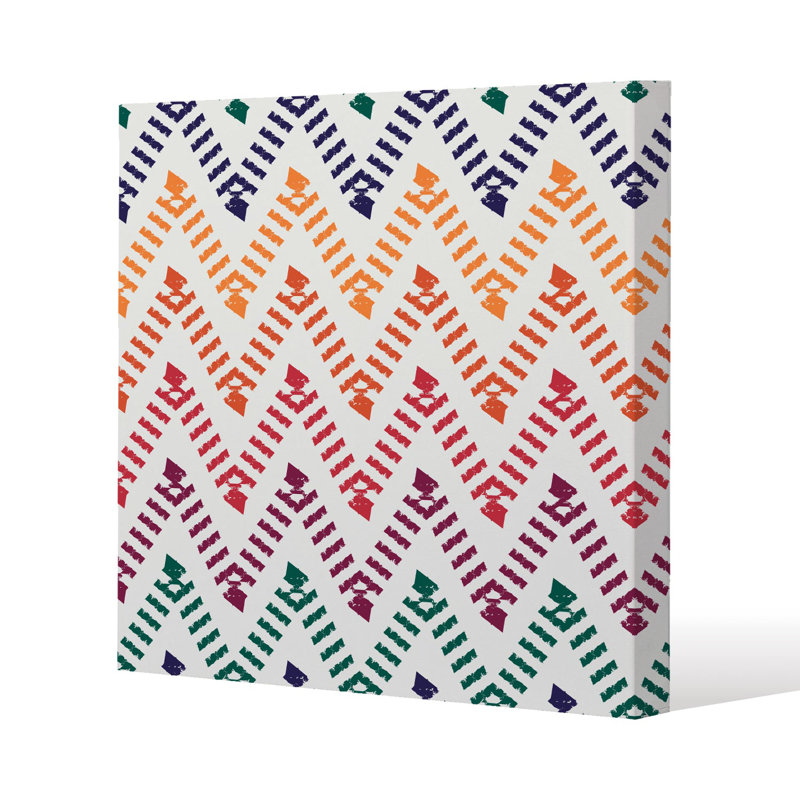 Freehand horizontal zigzag and chevron stripes Slim Style Canvas Print, 15mm Slim Real wood., 75cm H x 75cm W