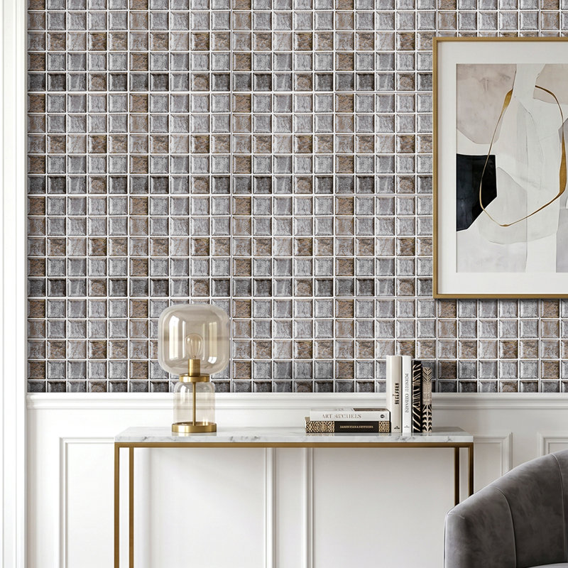 10-Pack 3D Self-Adhesive Wall Tile Stickers, Grey