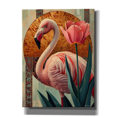 «Flamingo and Tulip Abstract» par Momart, art mural sur toile