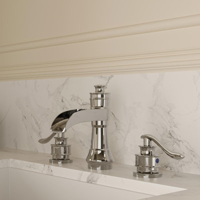 Robinet de lavabo pour salle de bain délavé à 3 trous et 2 poignées en chrome poli Deluge