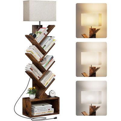 6-tier Tree Bookshelf With Light Narrow Bookcase