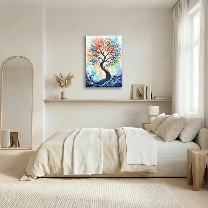 Arbre coloré, art mural sur toile, ensemble de 1, H 36 po x l 24 po, Toile tendue