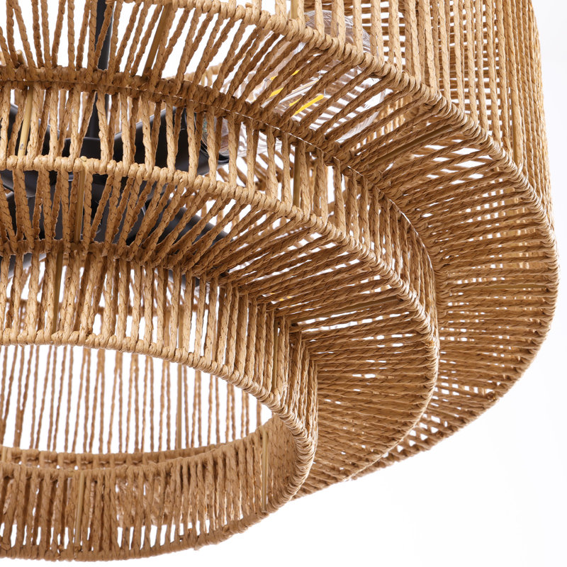 Lustre tambour tissé à la main à 4 lumières à intensité variable Caytlen
