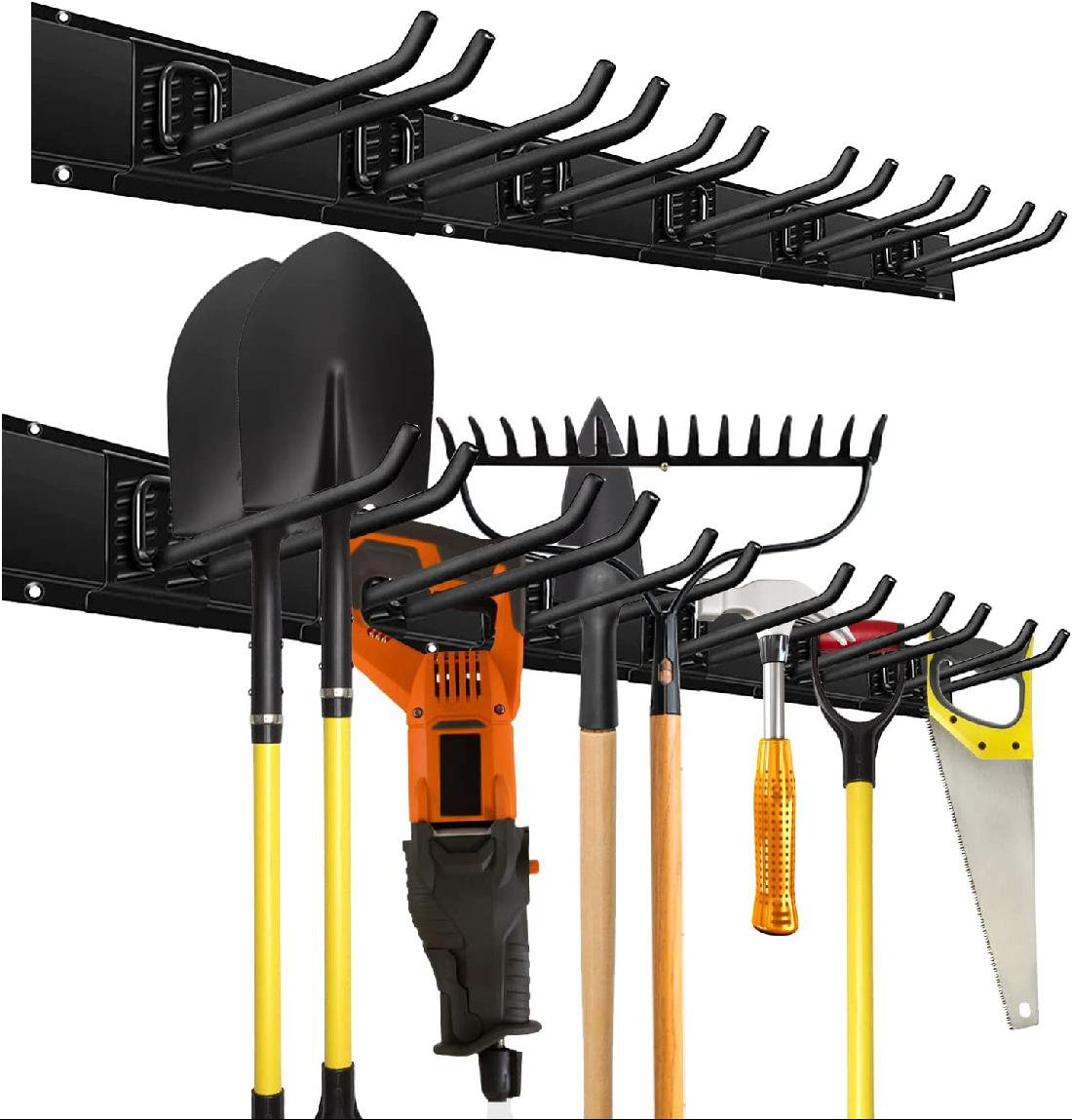 Garage Tool Organizer Wall Hanging Storage Rack 7-Hook & 3-Board Tool Rack  Shelf