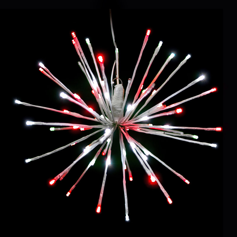 60 lanternes à DEL, Blanc pur / rouge, 60 lumières