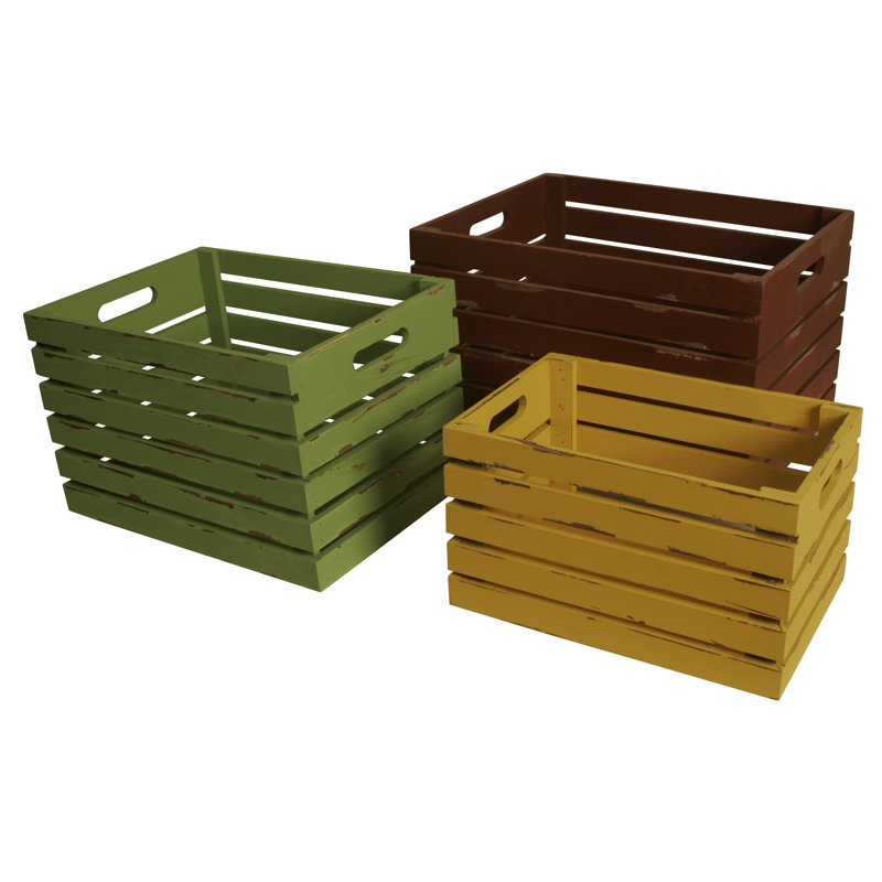 Caisse en bois massif 3 pièces