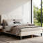 Structure de lit plateforme tapissier grand format sans sommier beige-130085743-130085745