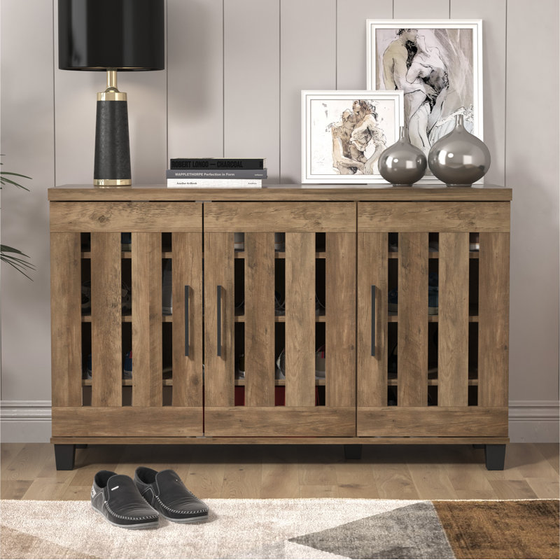 Banos 16 Pair Shoe Storage Cabinet, Brown