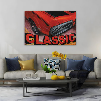 Classic - Voiture classique rétro, voiture rouge rétro, art automobile rétro