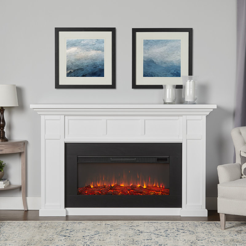Alcott 75" Landscape Electric Fireplace by Real Flame, White, Standard
