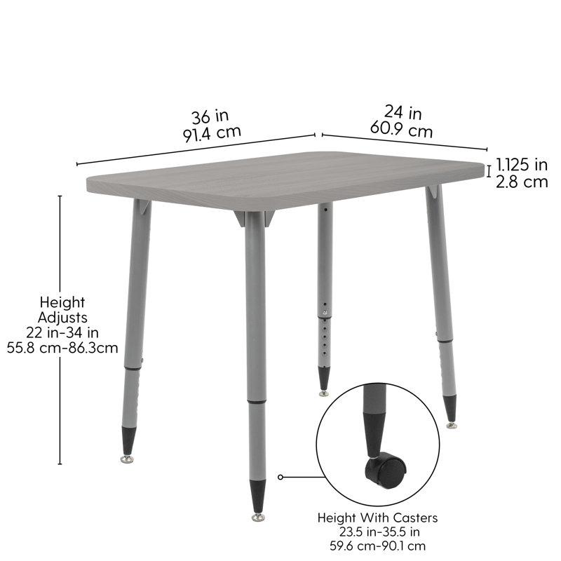 Table d'activité Adapte 24 x 36, 24 po x 36 po, Bois gris clair / argent