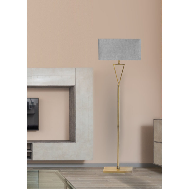 Sevastian 157cm Rectangle Slimline Floor Lamp, Grey, Polished