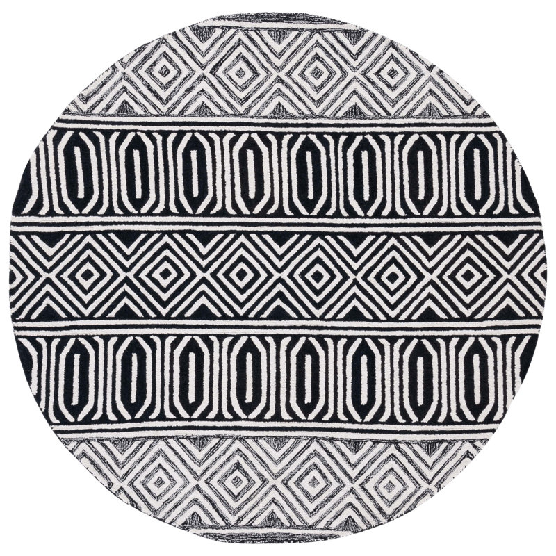 Tapis ivoire / noir Capri 702, Rond 6 pi
