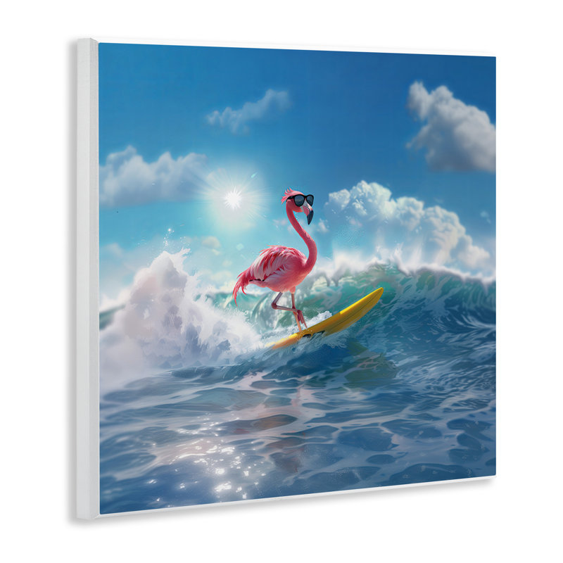 «Flamingo Surfing White Caps» par Jim Baldwin