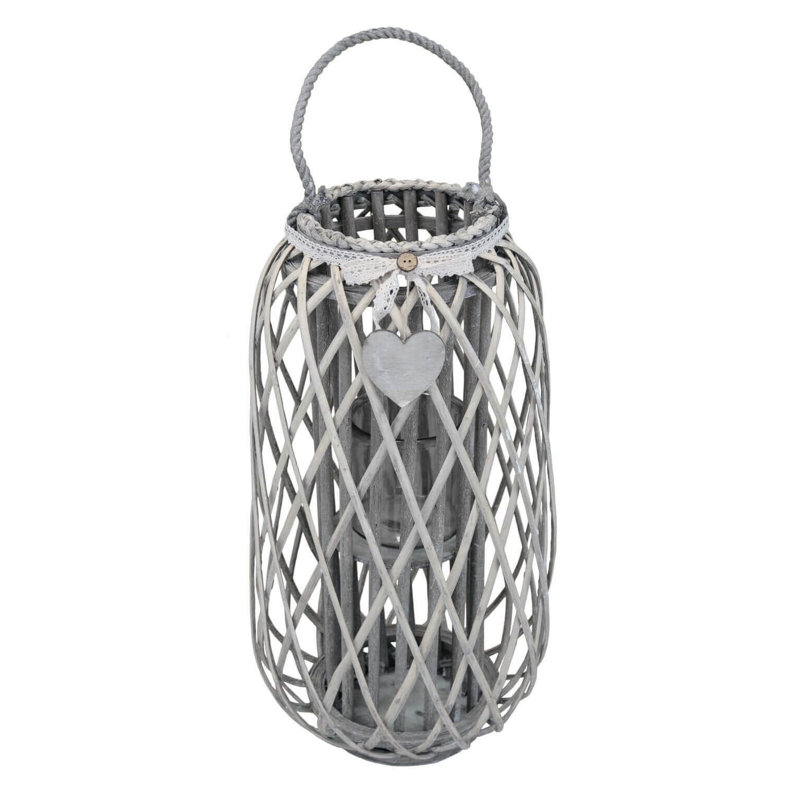 Glass Tabletop Lantern, Grey