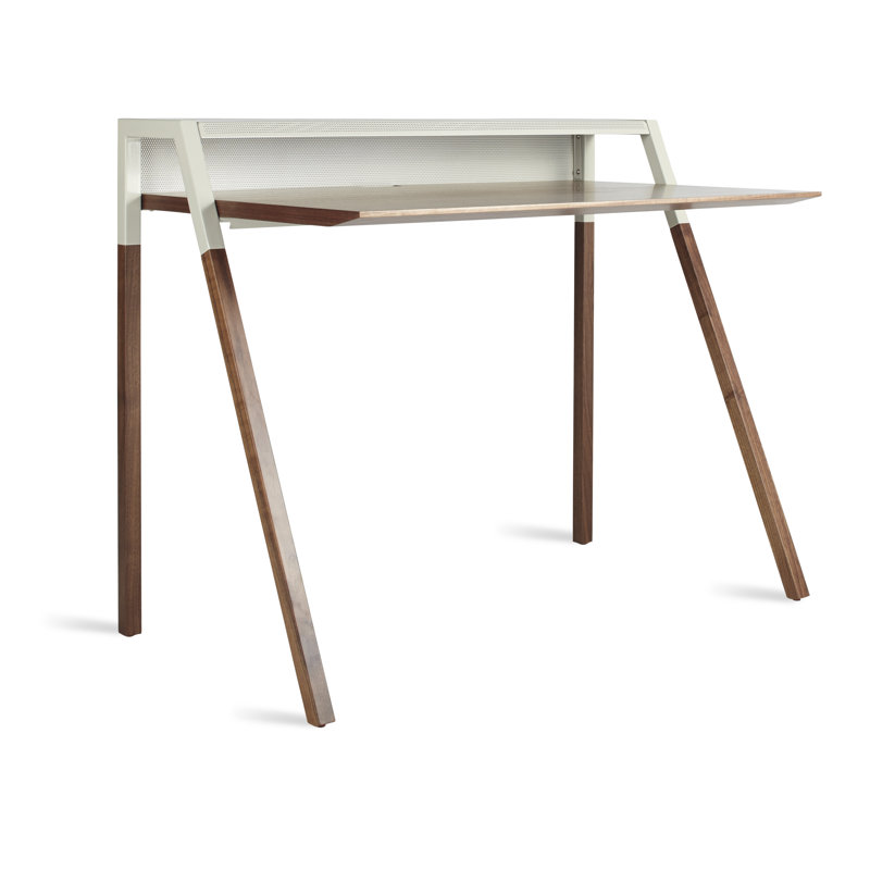 Cant Writing Desk, Putty Gray/Walnut