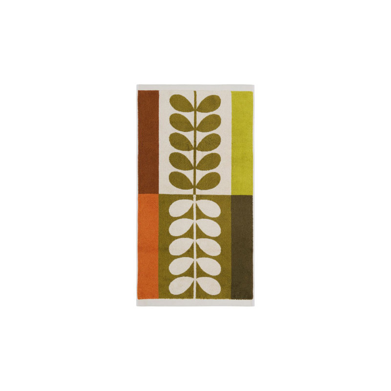 Stem Check Hazel-Ochre Cotton Towels, Hand Towel