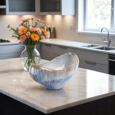 Stoneware Ceramic Bowl with Sculptural Design and Glazed Finish