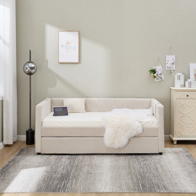 83.1" Velvet Daybed Pull-out Sofa Bed With Usb Port For Bedroom, Living Room by Mercer41