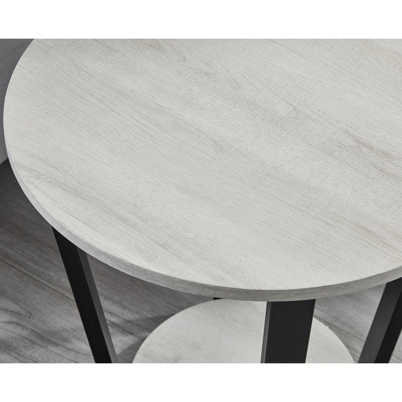 Table de bout ronde avec rangement. Décor contemporain pour salle de lavage. Fabriqué à partir de. Table de 20 po x 20,5 po. Jardin polyvalent. Fabrication de qualité