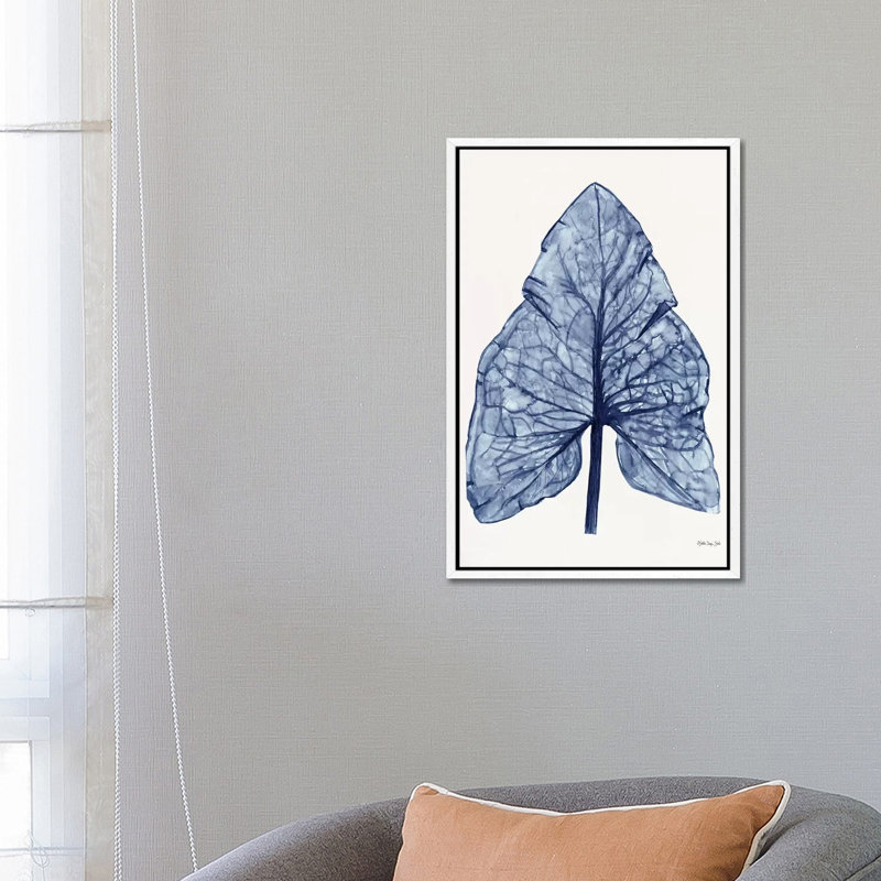 Indigo Leaf by Stellar Design Studio - Gallery-Wrapped Canvas Giclée on Canvas, White Framed, 66.04 cm H x 45.72 cm W