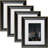 Azeezat Black/Gold Solid Wood Gilded Picture Frame - Set of 4 with Mat