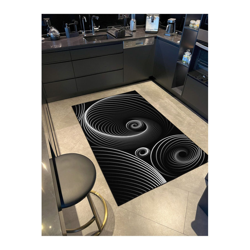 Tapis noir lavable décoratif à thème Infinity, Sous-tapis carré 3 pi 11 po inclus