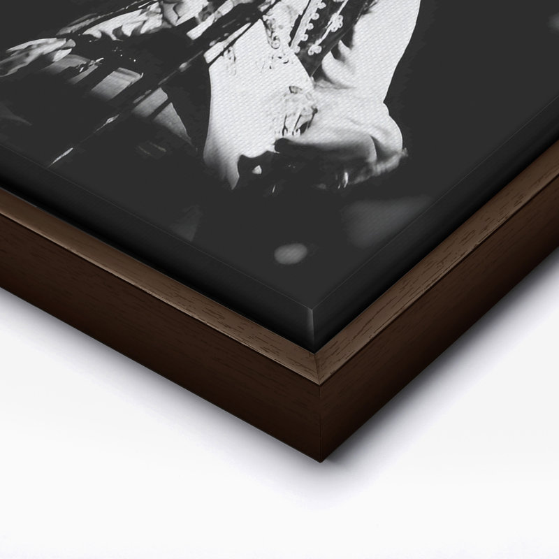 Jimi Hendrix, Canvas, 08"H x 10"W, Brown Framed