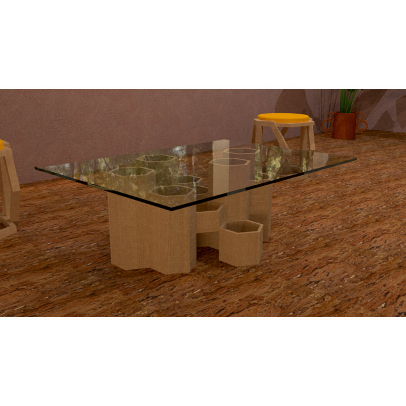Honeycomb Coffee Table, 17" H x 36" L x 48" W