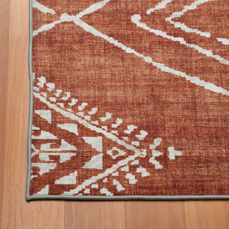 Tapis orange lavable à la machine Kentre Jax, Rectangle 4pi x 6 pi, Orange