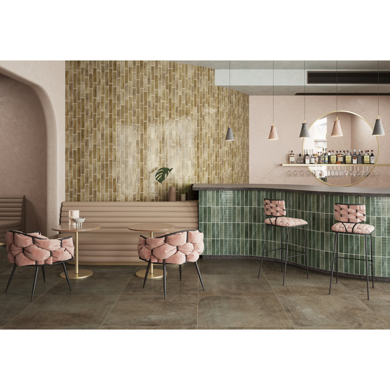 Carreau de métro brillant Imagine Brillo 2,4 po x 10 po (32 carreaux) - Porcelaine, plancher et piscine, Vert