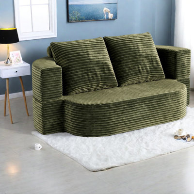 Compression Convertible Sofas, Corduroy Full Size Modern Home Guest Bed
