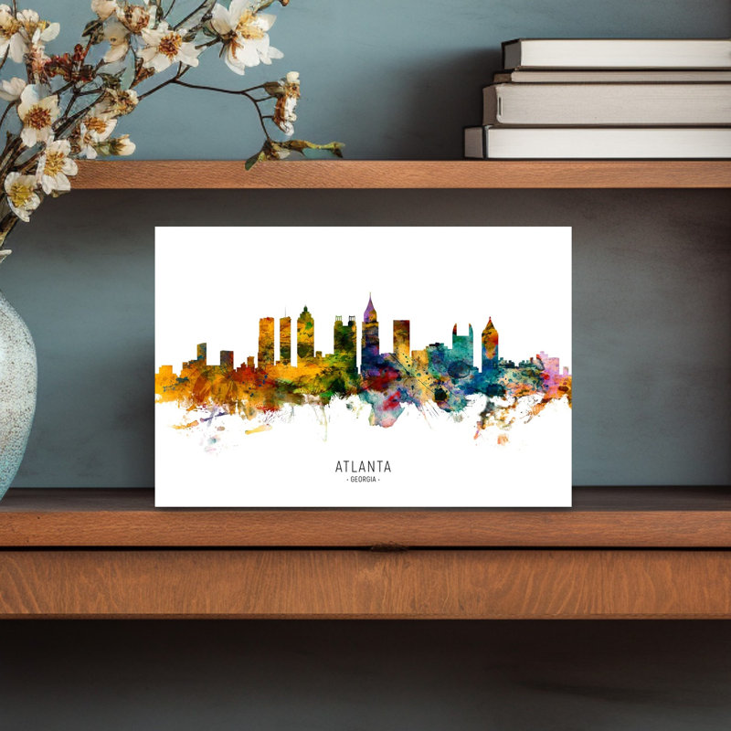 Vibrant Atlanta Skyline by Michael Tompsett - 1 Piece Wrapped Canvas Wall Art, 45.72 cm H x 30.48 cm W