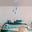Lustre en métal turquoise, hauteur réglable 17,7 - 44,9 pouces | 3 x culot E27 de 40 W maximum | Design élégant avec 17,9 pouces de diamètre | Parfait pour la salle à manger et l'espace de vie | Durable classé IP20 | Ampoule non incluse-1083501949-1083501937