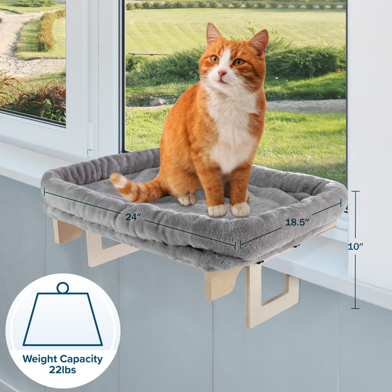 PETMAKER Cat Bed For Window - Cat Window Perch With Removable Washable Cover - Cat Window Hammock With Sturdy Frame For Large Cats - Cat Beds For Indoor Cats