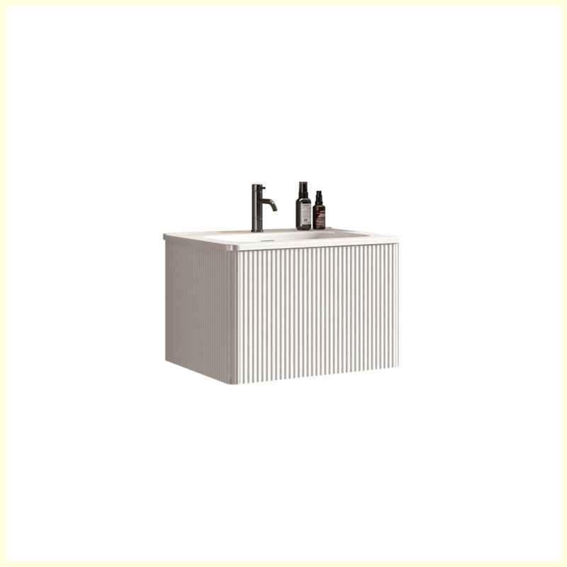 Meuble-lavabo mural moderne avec lavabo en céramique, Blanc