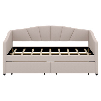 Twin Size Upholstered Daybed With Two Storage Drawers, Velvet Storage Sofa Bed Daybed With Backrest And Wood Slat Support by House of Hampton