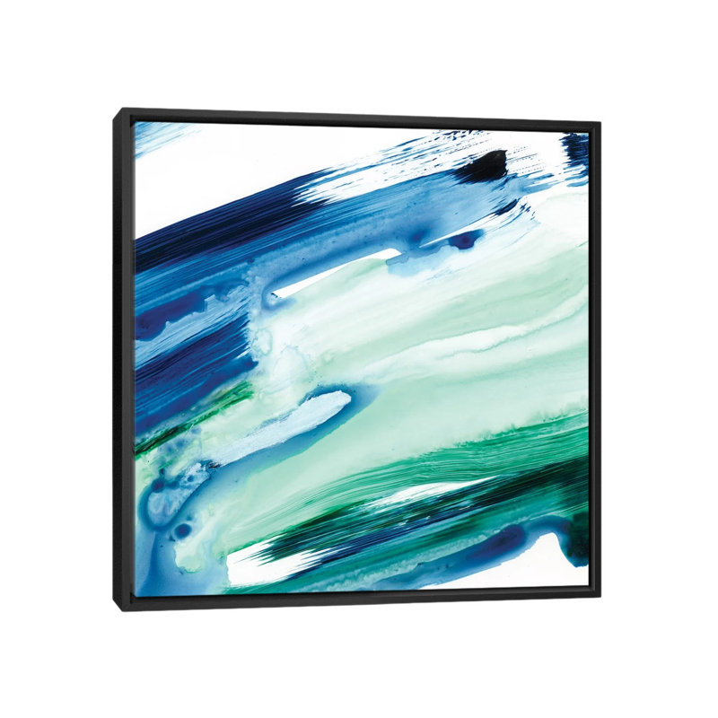 Reproduction d’art, "One Fluid motion I" par Ethan Harper, H 26 po x l 26 po x P 1,5 po, Toile avec cadre noir, Pas de tapis
